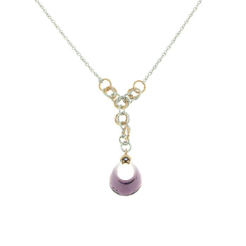 Sterling silver necklace with crystal amethyst pendant